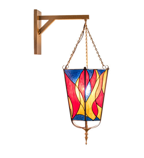 Meyda Lighting Eternal Light 12" Gold Wall Sconce With Multi-Colored Stained Shade Glass