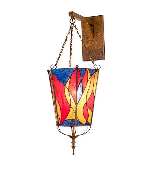 Meyda Lighting Eternal Light 12" Gold Wall Sconce With Multi-Colored Stained Shade Glass