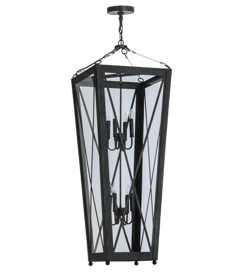 Meyda Lighting Eures 26" 8-Light Antique Irongate Pendant Light With Clear Crystal Idalight Shade Glass