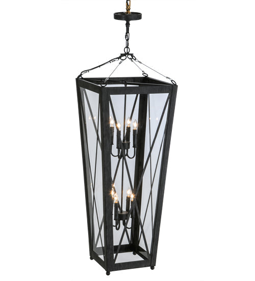 Meyda Lighting Eures 26" 8-Light Antique Irongate Pendant Light With Clear Crystal Idalight Shade Glass