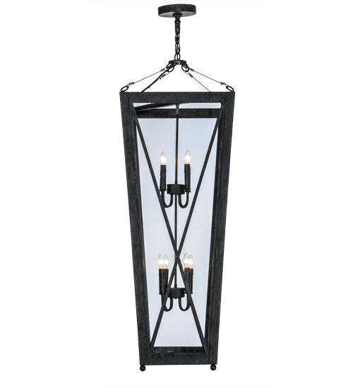 Meyda Lighting Eures 26" 8-Light Antique Irongate Pendant Light With Clear Crystal Idalight Shade Glass