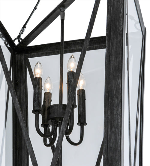 Meyda Lighting Eures 26" 8-Light Antique Irongate Pendant Light With Clear Crystal Idalight Shade Glass