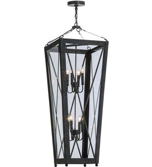 Meyda Lighting Eures 26" 8-Light Antique Irongate Pendant Light With Clear Crystal Idalight Shade Glass