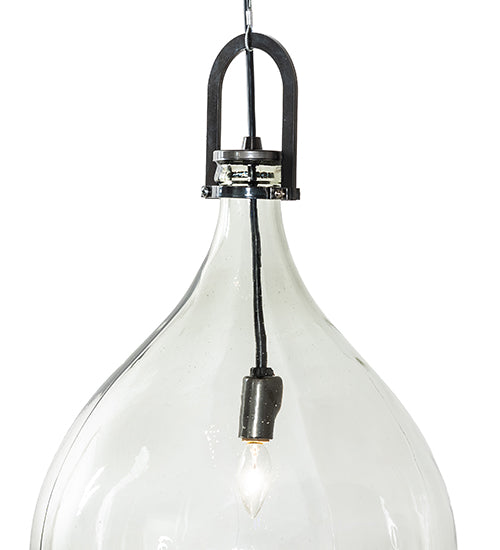 Meyda Lighting Euri Tanta 14" Black Chrome Pendant Light With Clear Shade Glass