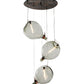 Meyda Lighting Euri Tanta 40" 3-Light Vintage Copper Pouring Cascading Pendant Light With Clear Shade Glass