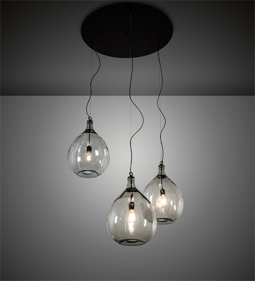 Meyda Lighting Euri Tanta 47" 3-Light Oil Rubbed Bronze Cascading Pendant Light With Clear Shade Glass
