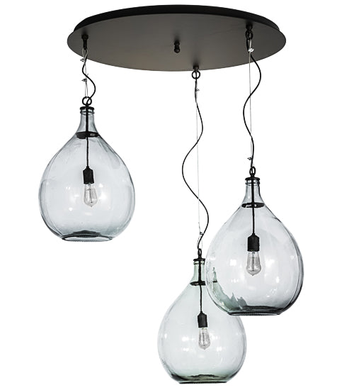 Meyda Lighting Euri Tanta 47" 3-Light Oil Rubbed Bronze Cascading Pendant Light With Clear Shade Glass