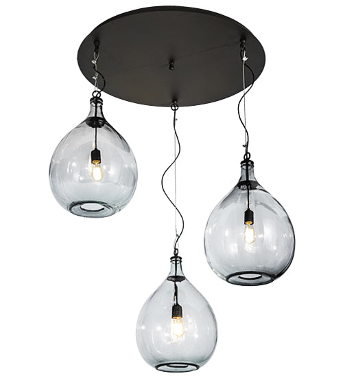 Meyda Lighting Euri Tanta 47" 3-Light Oil Rubbed Bronze Cascading Pendant Light With Clear Shade Glass