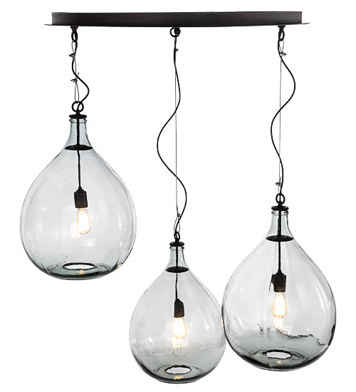 Meyda Lighting Euri Tanta 47" 3-Light Oil Rubbed Bronze Cascading Pendant Light With Clear Shade Glass