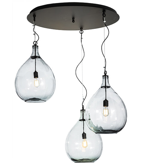 Meyda Lighting Euri Tanta 47" 3-Light Oil Rubbed Bronze Cascading Pendant Light With Clear Shade Glass