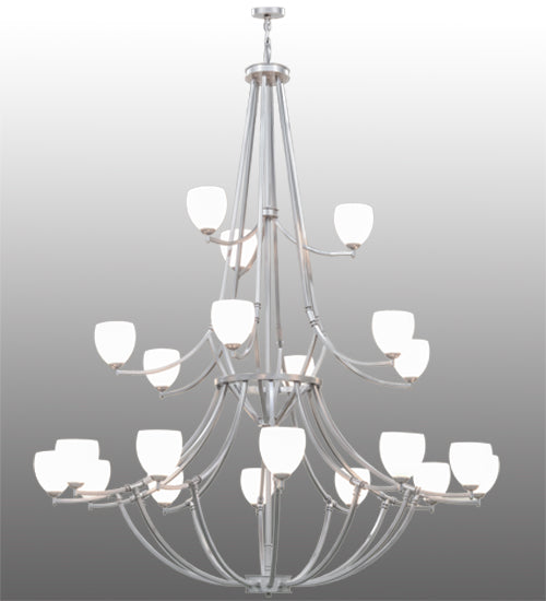 Meyda Lighting Everett 84" 21-Light 3-Tier Nickel Chandelier With White Shade Glass