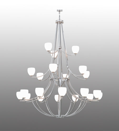 Meyda Lighting Everett 84" 21-Light 3-Tier Nickel Chandelier With White Shade Glass