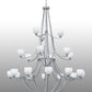 Meyda Lighting Everett 84" 21-Light 3-Tier Nickel Chandelier With White Shade Glass