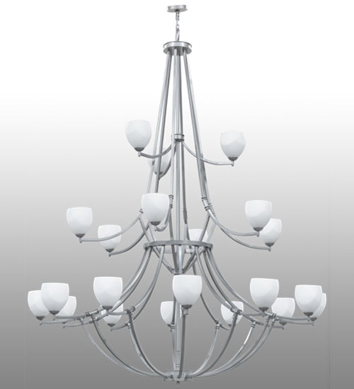 Meyda Lighting Everett 84" 21-Light 3-Tier Nickel Chandelier With White Shade Glass