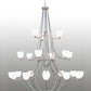 Meyda Lighting Everett 84" 21-Light 3-Tier Nickel Chandelier With White Shade Glass