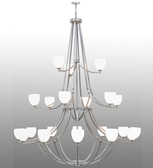 Meyda Lighting Everett 84" 21-Light 3-Tier Nickel Chandelier With White Shade Glass