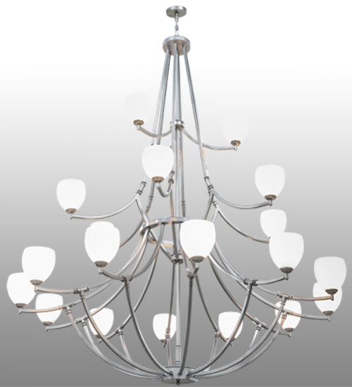 Meyda Lighting Everett 84" 21-Light 3-Tier Nickel Chandelier With White Shade Glass