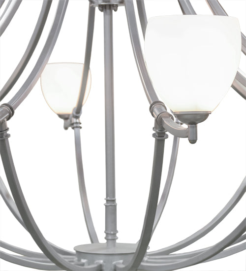 Meyda Lighting Everett 84" 21-Light 3-Tier Nickel Chandelier With White Shade Glass