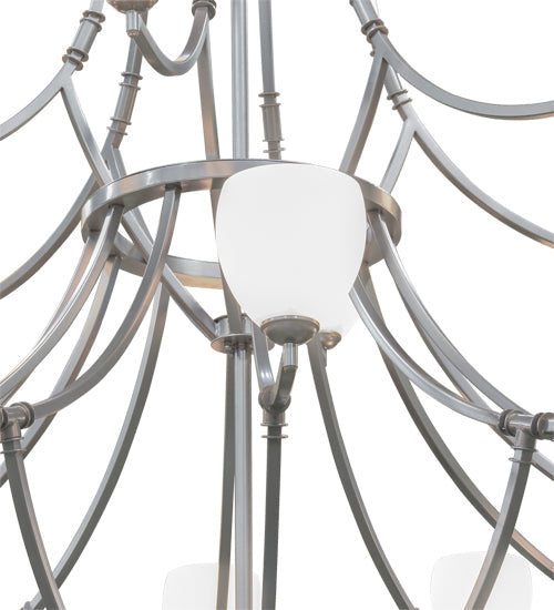 Meyda Lighting Everett 84" 21-Light 3-Tier Nickel Chandelier With White Shade Glass