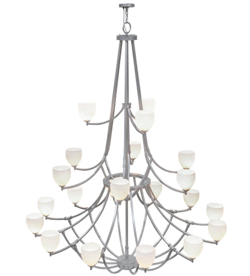 Meyda Lighting Everett 84" 21-Light 3-Tier Nickel Chandelier With White Shade Glass