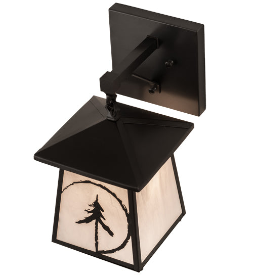 Meyda Lighting Evergreen Etch 8" Craftsman Brown Wall Sconce With Whitestone Idalight Shade