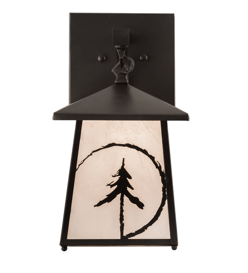 Meyda Lighting Evergreen Etch 8" Craftsman Brown Wall Sconce With Whitestone Idalight Shade