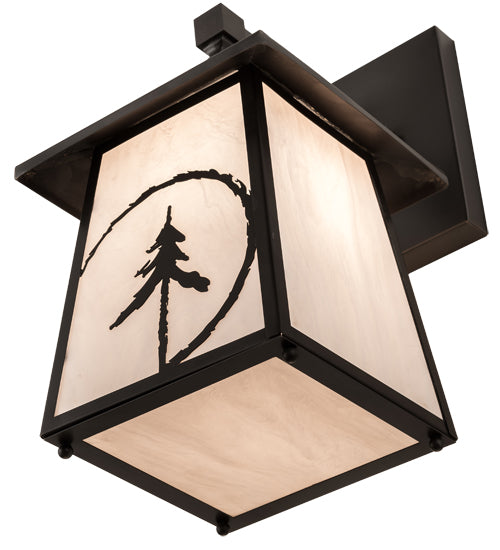Meyda Lighting Evergreen Etch 8" Craftsman Brown Wall Sconce With Whitestone Idalight Shade