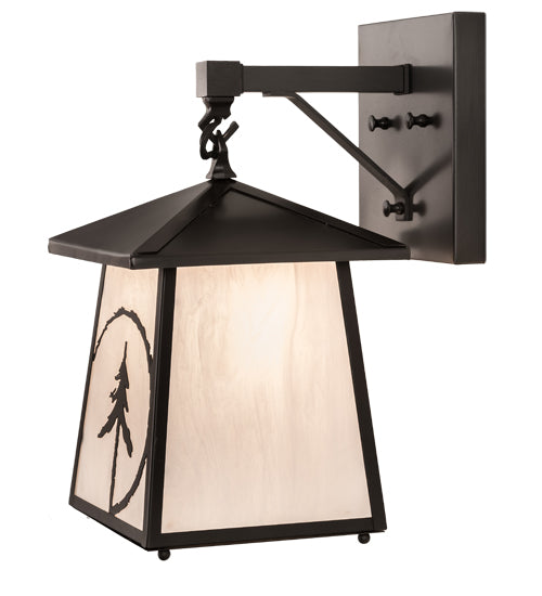 Meyda Lighting Evergreen Etch 8" Craftsman Brown Wall Sconce With Whitestone Idalight Shade