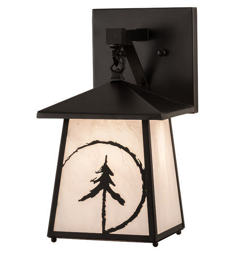 Meyda Lighting Evergreen Etch 8" Craftsman Brown Wall Sconce With Whitestone Idalight Shade