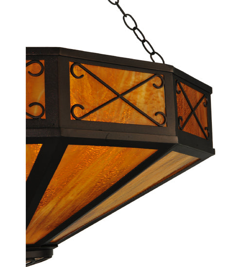 Meyda Lighting Excellente 33" 6-Light Mahogany Bronze Inverted Pendant Light With Honey Shade Glass