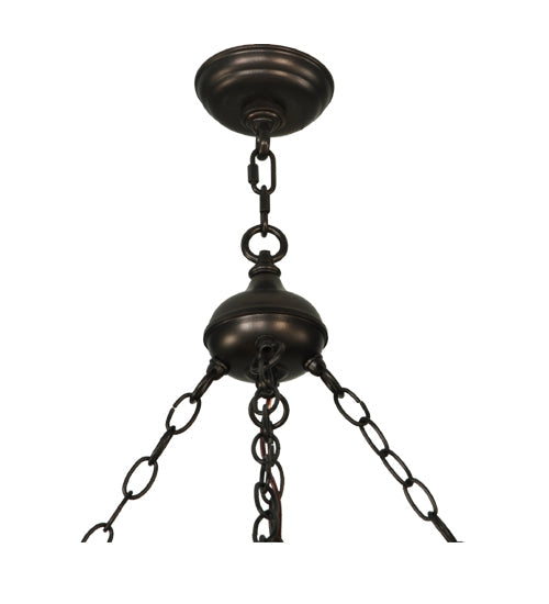 Meyda Lighting Excellente 33" 6-Light Mahogany Bronze Inverted Pendant Light With Honey Shade Glass