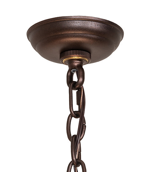Meyda Lighting Excellente 46" 6-Light Mahogany Bronze Inverted Pendant Light With Yellow Shade Glass