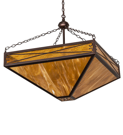 Meyda Lighting Excellente 46" 6-Light Mahogany Bronze Inverted Pendant Light With Yellow Shade Glass