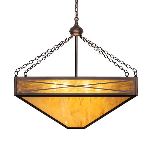 Meyda Lighting Excellente 46" 6-Light Mahogany Bronze Inverted Pendant Light With Yellow Shade Glass