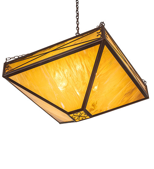 Meyda Lighting Excellente 46" 6-Light Mahogany Bronze Inverted Pendant Light With Yellow Shade Glass