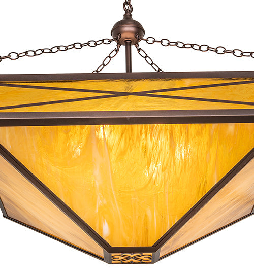 Meyda Lighting Excellente 46" 6-Light Mahogany Bronze Inverted Pendant Light With Yellow Shade Glass