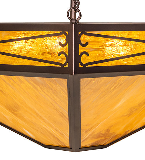 Meyda Lighting Excellente 46" 6-Light Mahogany Bronze Inverted Pendant Light With Yellow Shade Glass