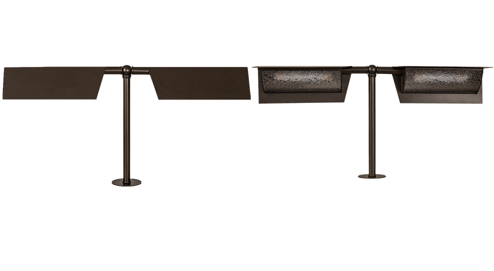 Meyda Lighting Exeter 24" 2-Light Bronze Banker's Table Lamp With Hailstone Rain Idalight Shade