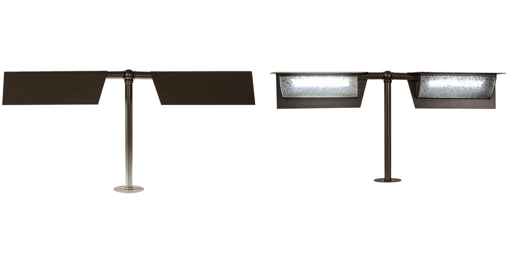 Meyda Lighting Exeter 24" 2-Light Bronze Banker's Table Lamp With Hailstone Rain Idalight Shade