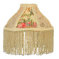 Meyda Lighting Fabric & Fringe 10" Antique Mini Table Lamp With Ivory and Roses Fabric Shade