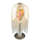 Meyda Lighting Fabric & Fringe 15" Antique Victorian Tulip Table Lamp With Ivory & Floral Fabric Shade