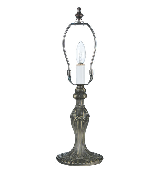 Meyda Lighting Fabric & Fringe 15" Antique Victorian Tulip Table Lamp With Ivory & Floral Fabric Shade