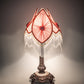 Meyda Lighting Fabric & Fringe 26" Mahogany Bronze Pontiff Accent Table Lamp With Pink & Ivory Fabric Shade