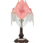 Meyda Lighting Fabric & Fringe 26" Mahogany Bronze Pontiff Accent Table Lamp With Pink & Ivory Fabric Shade