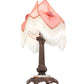 Meyda Lighting Fabric & Fringe 26" Mahogany Bronze Pontiff Accent Table Lamp With Pink & Ivory Fabric Shade