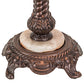 Meyda Lighting Fabric & Fringe 26" Mahogany Bronze Pontiff Accent Table Lamp With Pink & Ivory Fabric Shade