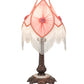 Meyda Lighting Fabric & Fringe 26" Mahogany Bronze Pontiff Accent Table Lamp With Pink & Ivory Fabric Shade