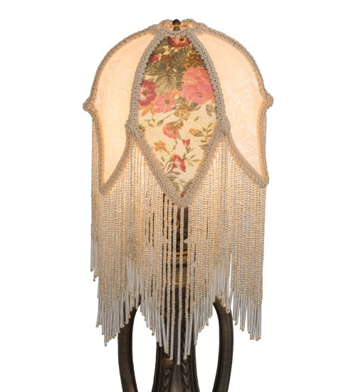 Meyda Lighting Fabric & Fringe 7" Ivory & Floral Shade