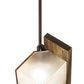 Meyda Lighting Fagelholk 10" Black & Natural Wood Mini Pendant Light With Frosted Clear Shade Glass
