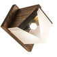 Meyda Lighting Fagelholk 10" Black & Natural Wood Mini Pendant Light With Frosted Clear Shade Glass